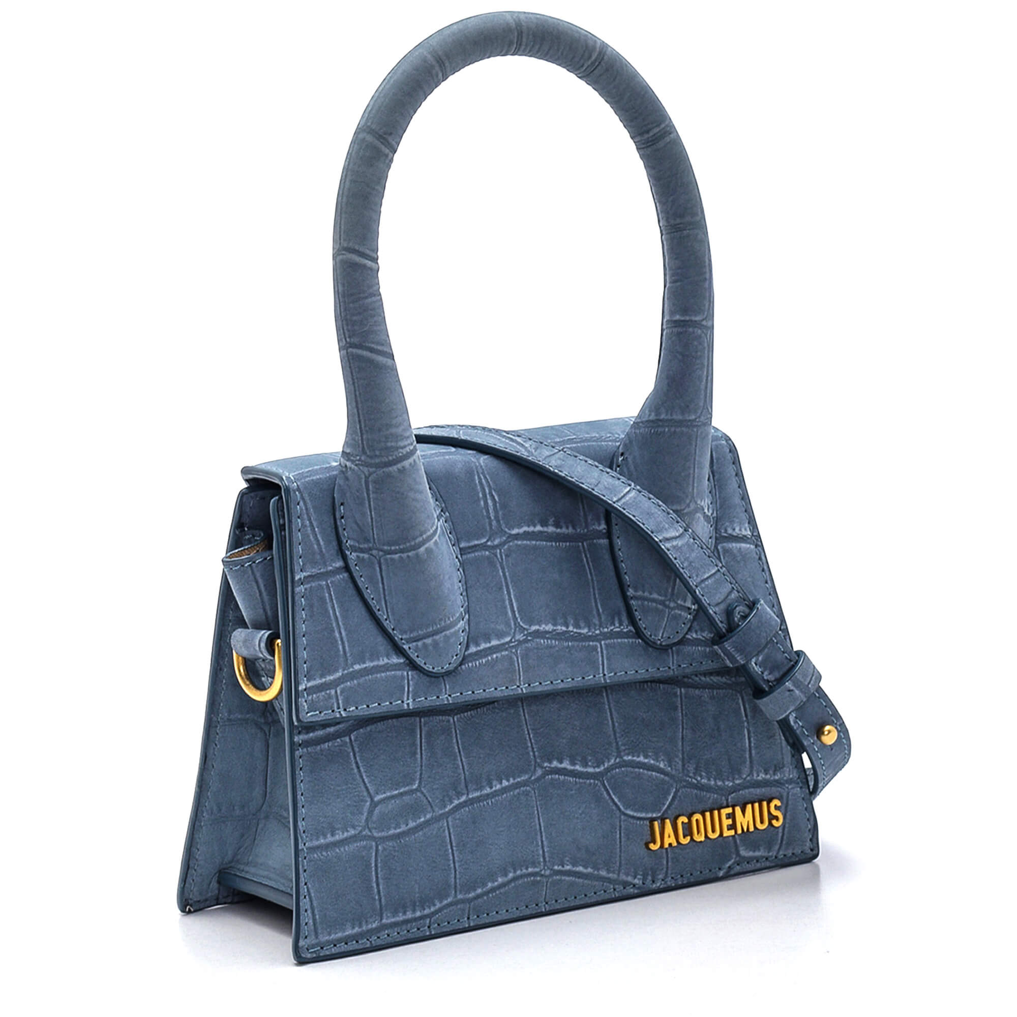 Jacquemus - Blue Croco Print Suede Leather Le Chiquito Bag 
